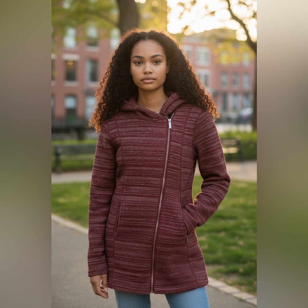 Bench Maroon Knit Zip-Up Hoodie